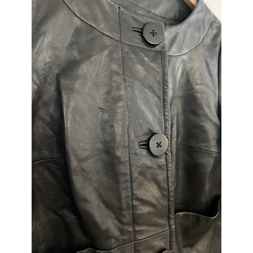 Vintage 90s Semantiks Black Genuine Leather Blazer Jacket S Clean Girl - Picture 11 of 13